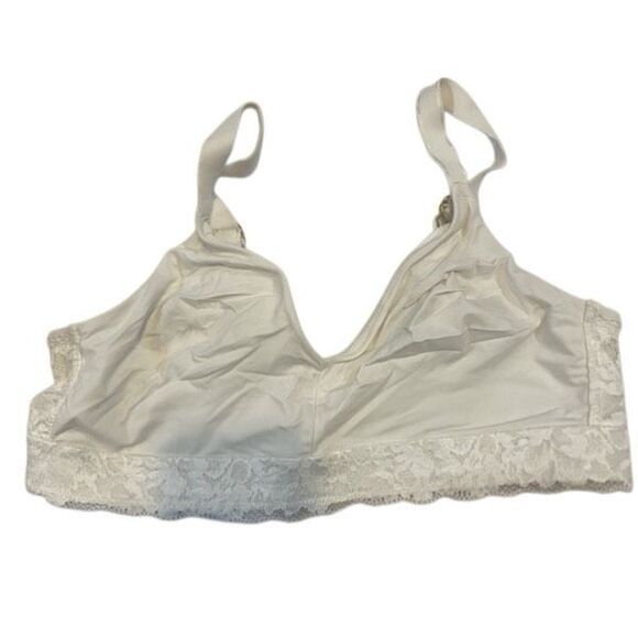 Soma embraceable wireless unlined lace trim Large white bra - Picture 1 of 3